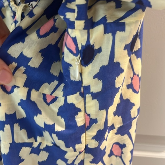 Zara Ikat Maxi Tiered Dress, Ivory Blue Black Pink size Large - Picture 12 of 17